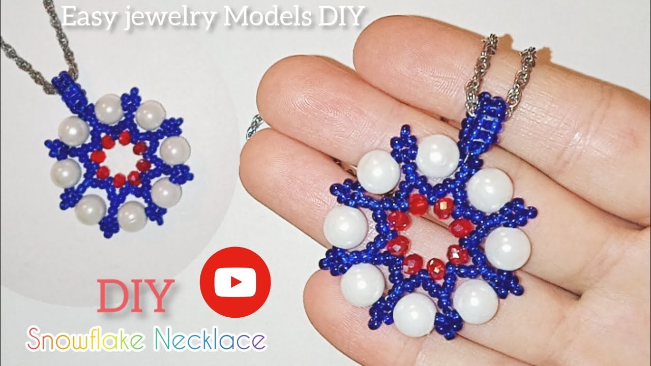 WOW SUPER IDEAS! How To Make Snowflake Necklace Beaded Necklace or Earrings Easy Beaded Necklace DIY