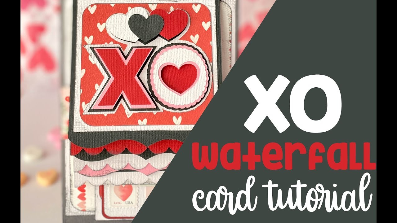 XO Waterfall Card for Valentine's Day Paper Craft SVG File