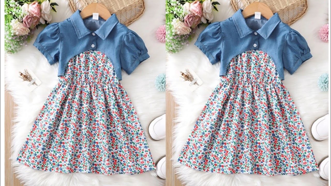 Asymmetrical Sheath Puff Sleeve Baby Blouse With Umbrella Cut Baby Frock Cutting and Stitching