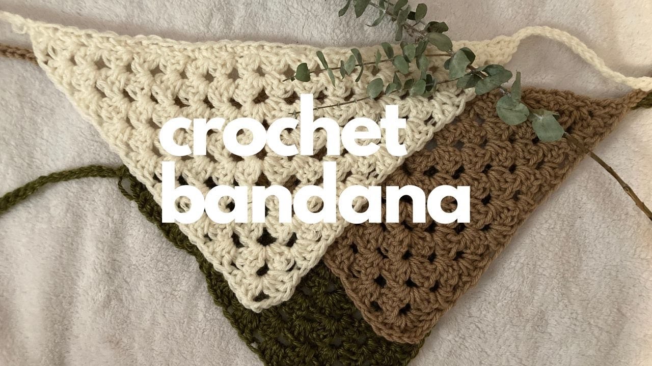 CROCHET BANDANA WITH ME | A step-by-step granny triangle crocheting tutorial