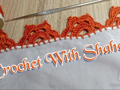 Crochet dupata fan lace design. Crochet  tutorial #139 By @crochetwithshaheen0786