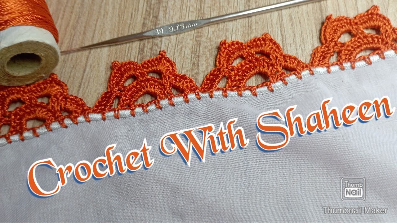 Crochet dupata fan lace design. Crochet  tutorial #139 By @crochetwithshaheen0786