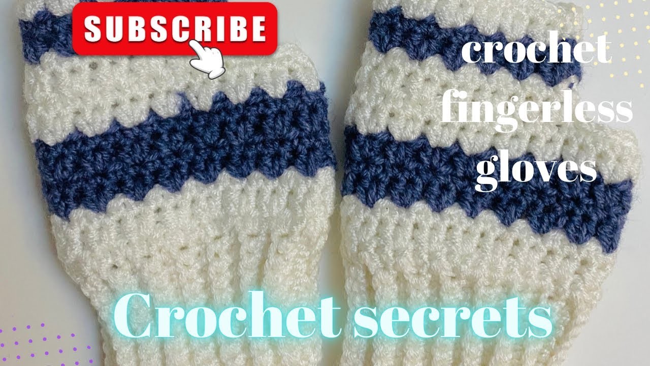 Crochet fingerless gloves for kids. جوانتي كروشيه أطفالي