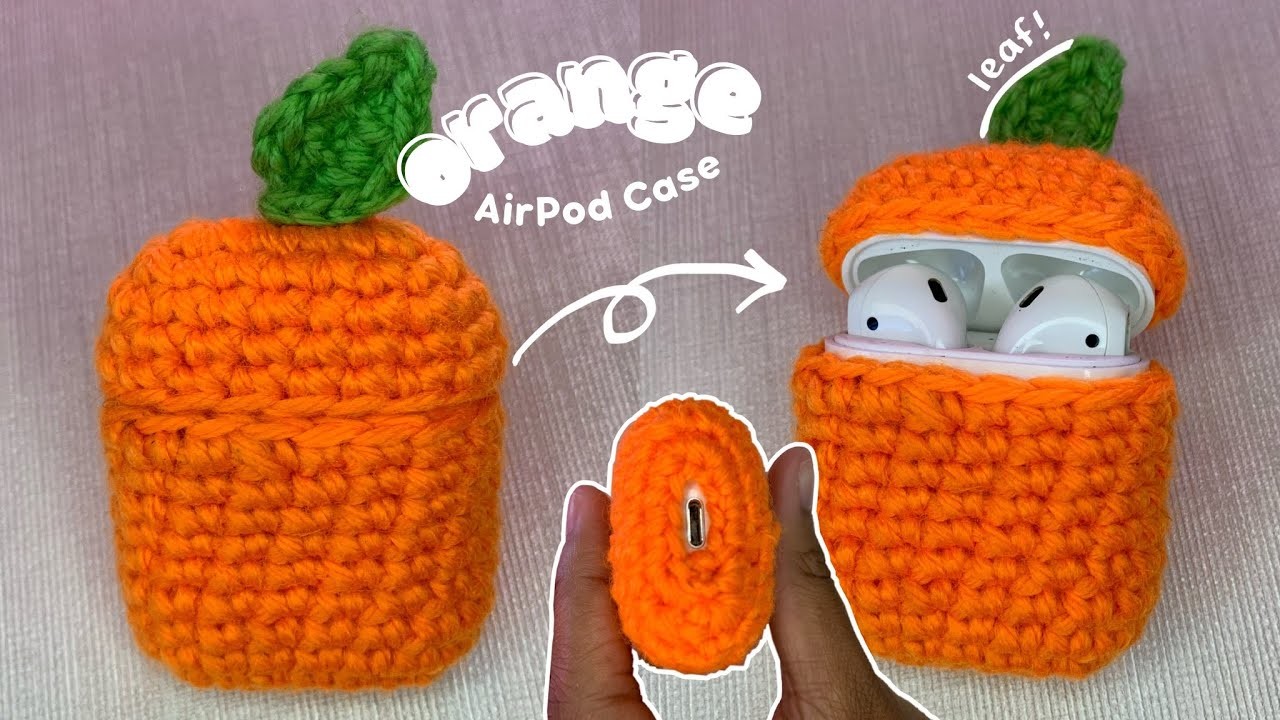 Crochet orange airpods case tutorial ????