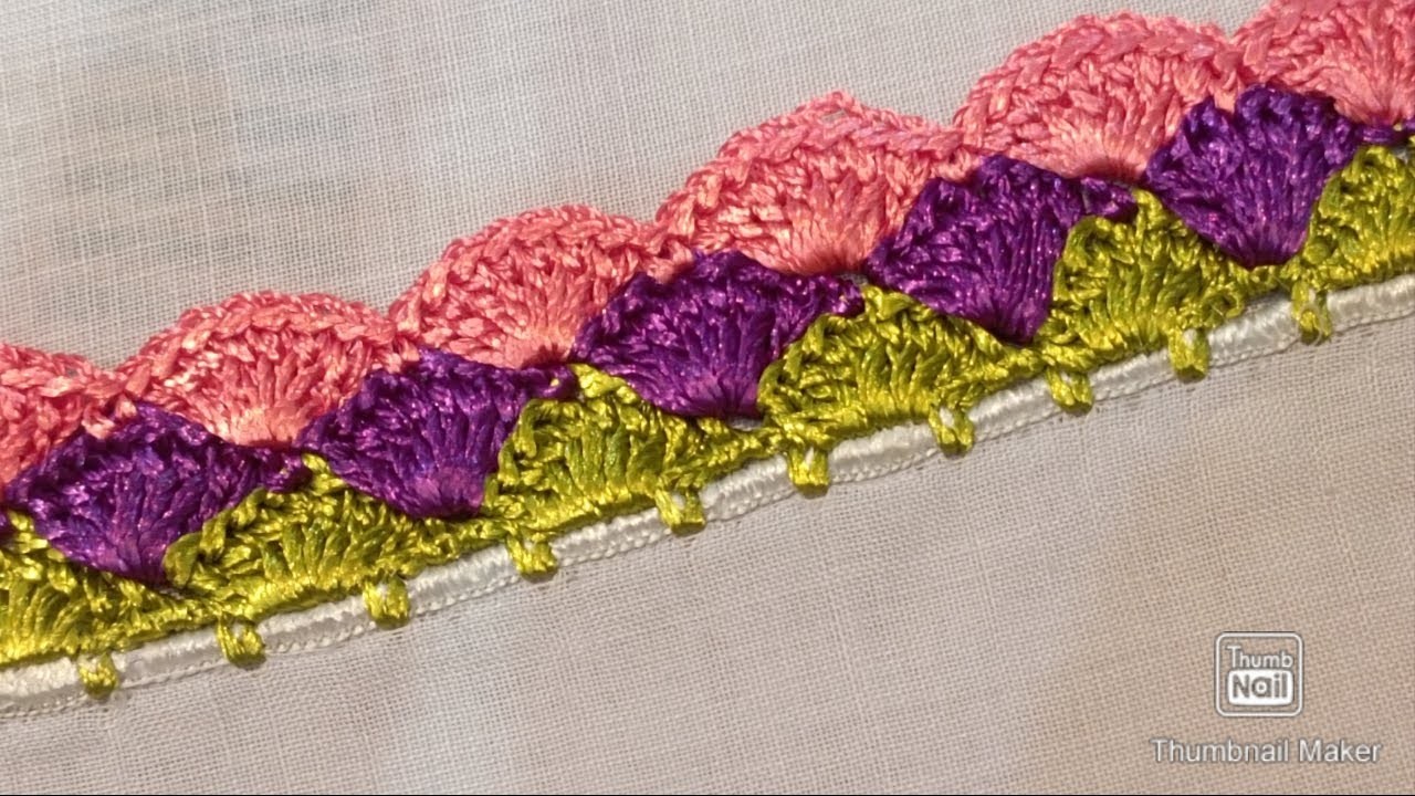 Crochet three colour dupata lace design. Crochet tutorial #147 by @crochetwithshaheen0786