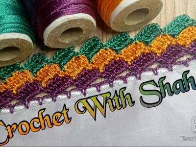 Crochet three colour dupta lace design. Crochet tutorial #136 By @crochetwithshaheen0786