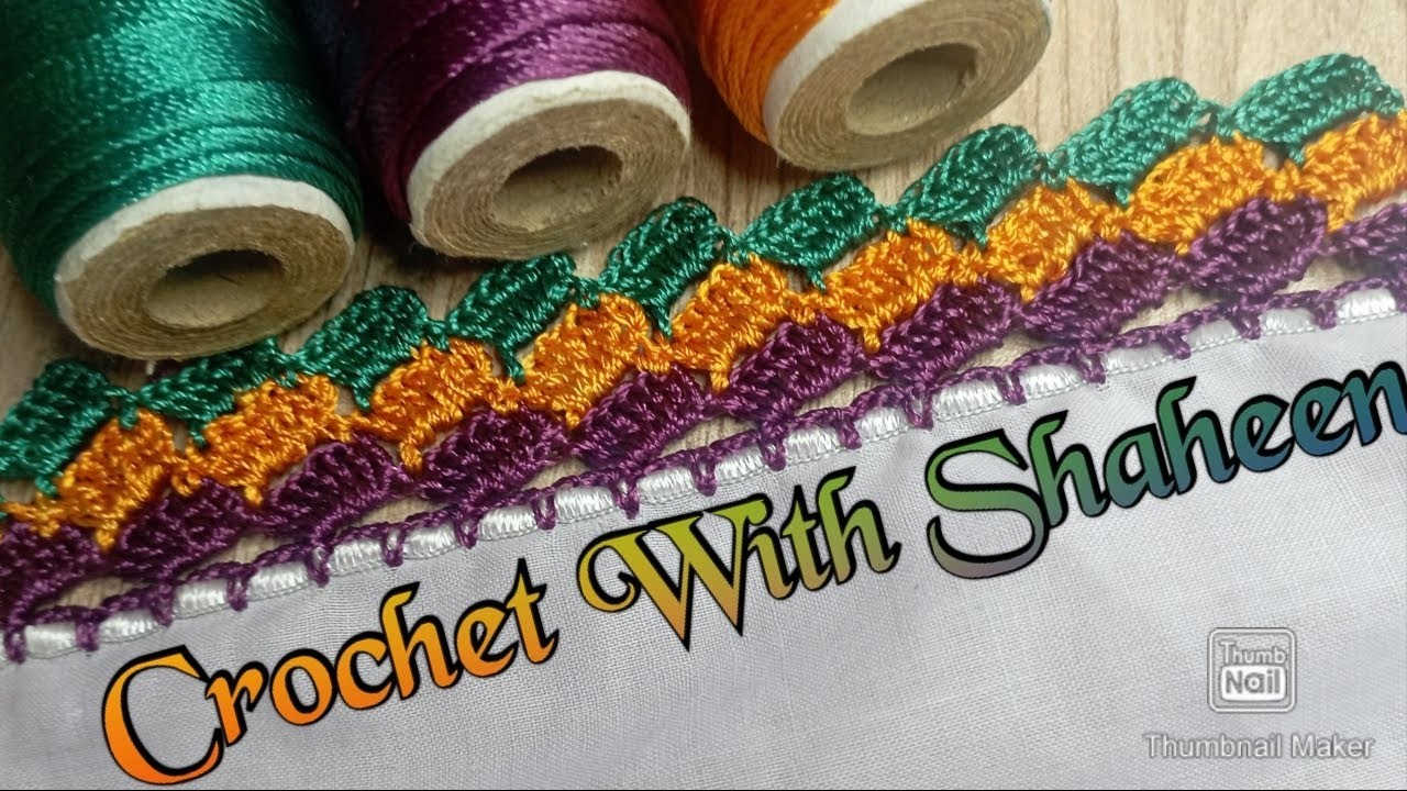 Crochet three colour dupta lace design. Crochet tutorial #136 By @crochetwithshaheen0786