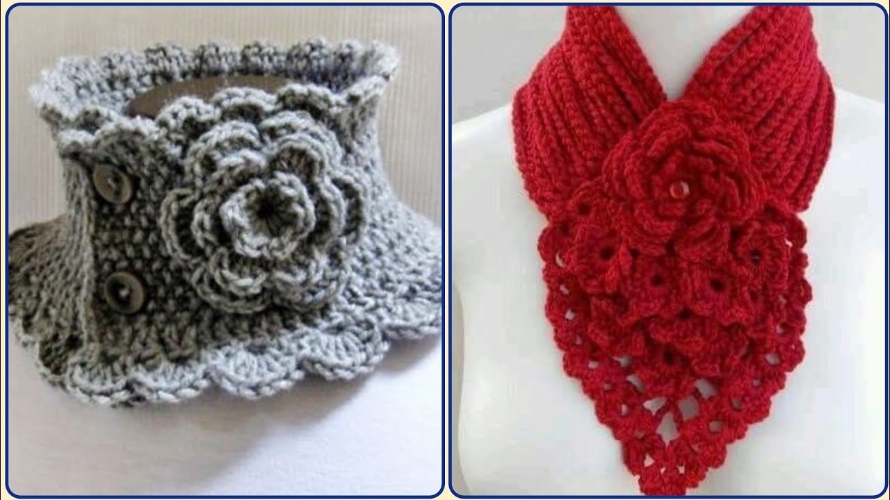 Crochet Women Neck Warmer Hand-knitted - For Beginner Pattern Designs