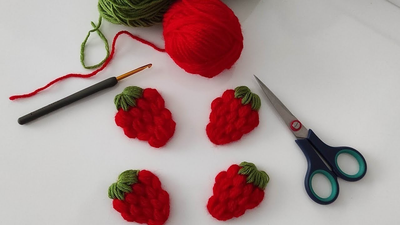 CROP CARDIGAN STRAWBERRY PATTERN ~ CROCHET STRAWBERRY FIGURE~ KNITTED STRAWBERRY MAKING