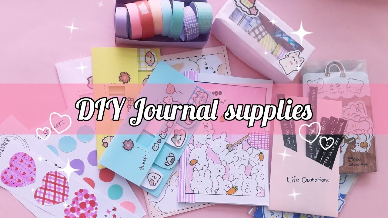 DIY journal supplies at home.Homemade journal  set. How to make journal set. Homemade journal set