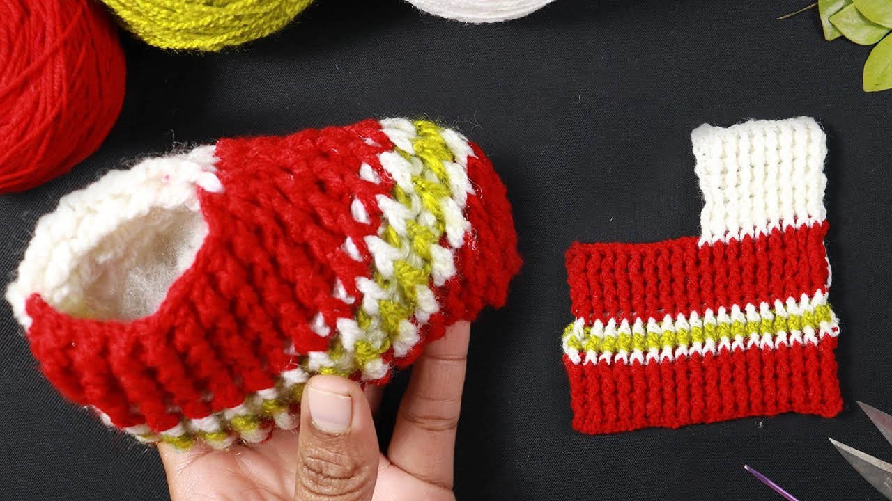 How to crochet baby shoes -Very Easy crochet baby shoes pattern for beginners-simple knit shoes