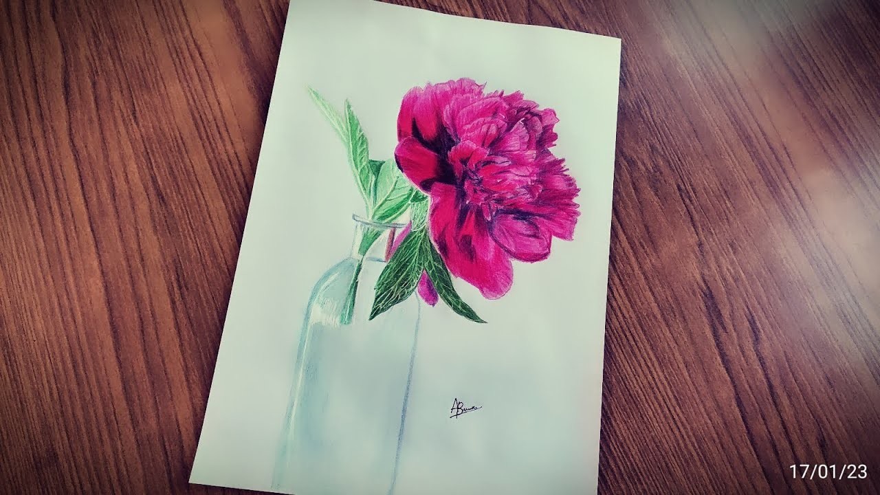 How to draw realistic flowers with colored pencils.brustro color pencils.step by step.for beginners