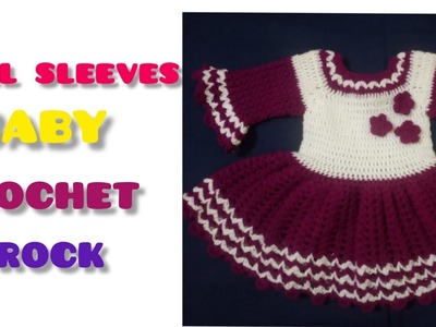 How to make full sleeves crochet frock for baby girl.Easy crochet baby frock.
