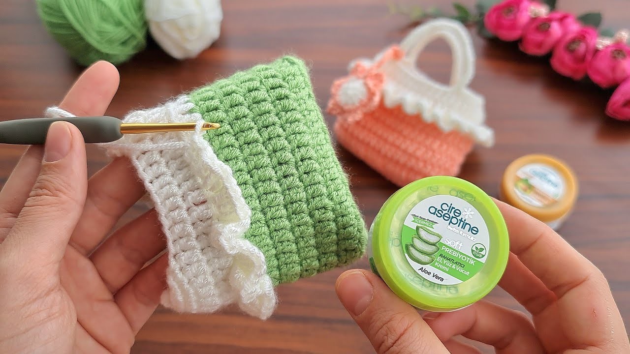 INCREDIBLE NİCE ! Crochet bag for gifts or souvenirs Cute Small - Crochet Bag with Floral Edges.
