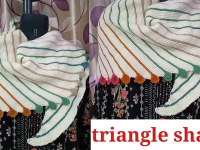 Triangle Shape Shawl.Beautiful Leaf Shawl.Multicolour Yarn Scarf.Yarn needle shawl