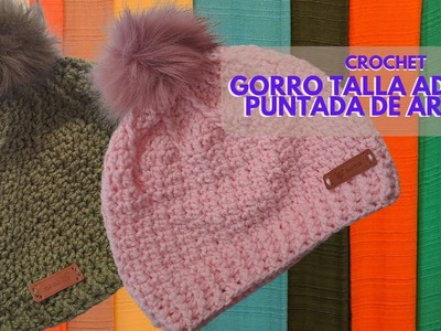 TUTORIAL: GORRO P.ADULTO CON PUNTADA DE ARROZ (CROCHET)