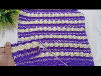 Two colour knitting design for girls top, ladies cardigan, jacket, kurti || Sweater Design