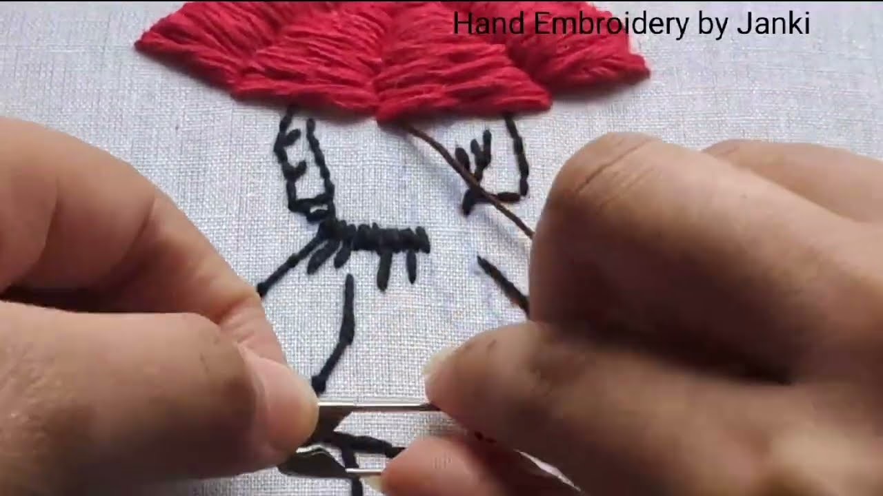 Amazing 3D umbrella with Girl Hair Tutorial |Amazing Girl Embroidery Hoop Art Tutorial |NeedleWork