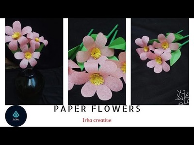 Amazing Paper Flowers Making || How To Make Paper Flower || Paper Craft By Irhacreative || DIY Craft