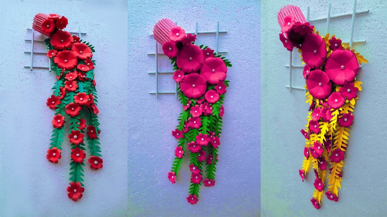 Easy and Beautiful paper flowers wall hanging. paper flowers. paper