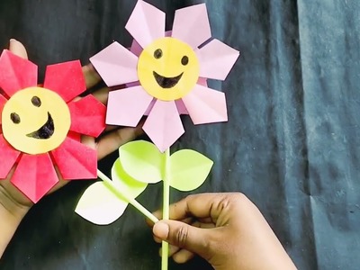 Easy Paper Flower.How To Make Paper Flower For Kids.Paper Craft#artcraftingqueen