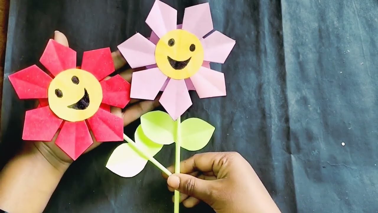 Easy Paper Flower.How To Make Paper Flower For Kids.Paper Craft#artcraftingqueen