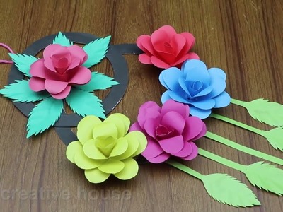 Home Decorating Ideas - Paper Flower Wall Hanging - Beautiful Paper Craft Ideas