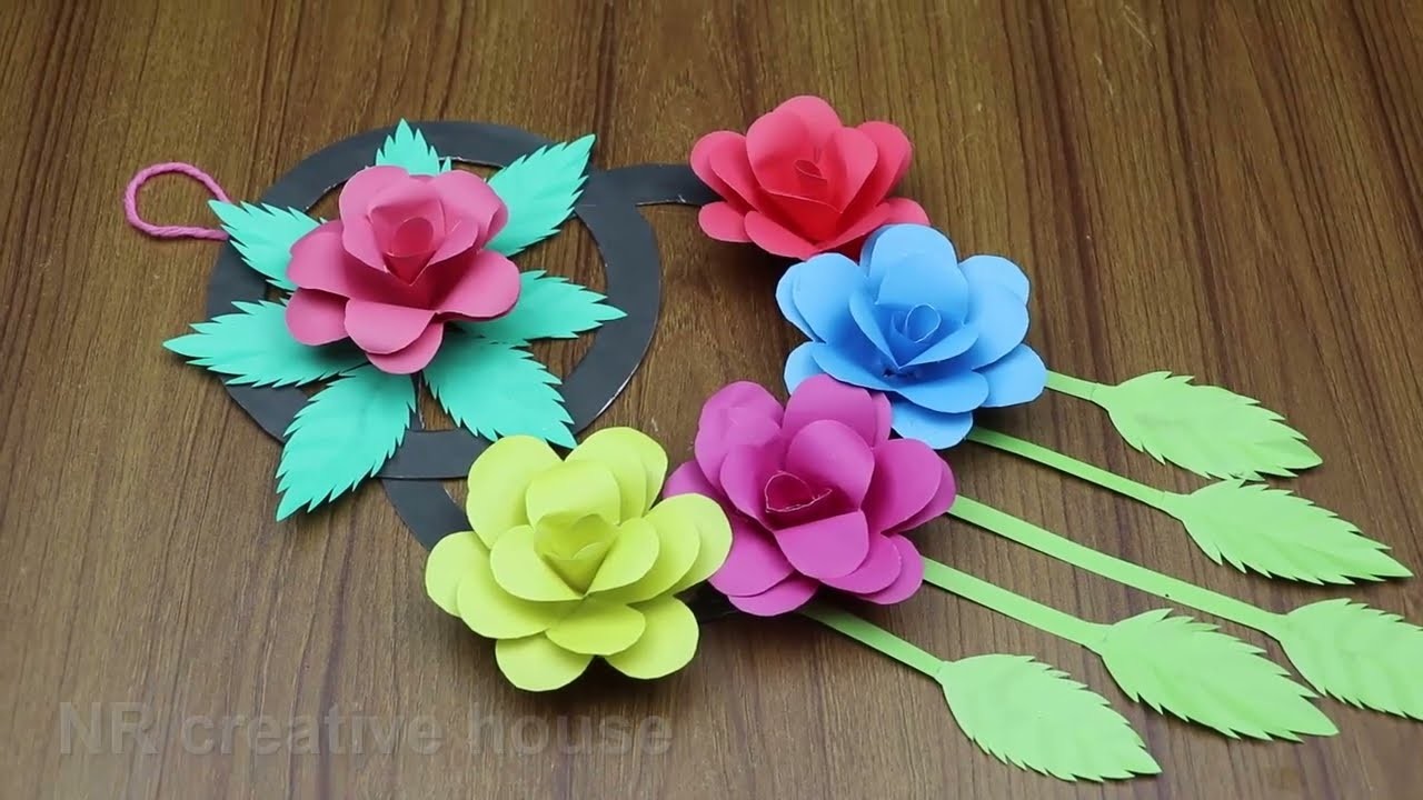 Home Decorating Ideas - Paper Flower Wall Hanging - Beautiful Paper Craft Ideas