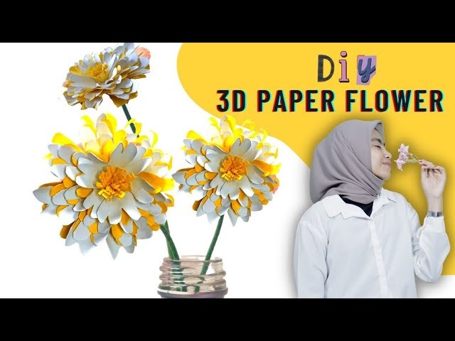 How to make realistic paper flowers. 3D papar flower crafts. School craft ideas. Paper crafts