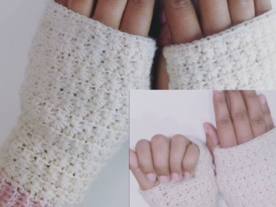 Quick and easy crochet fingerless gloves.crochet fingerless star stich gloves.@sheeptostich