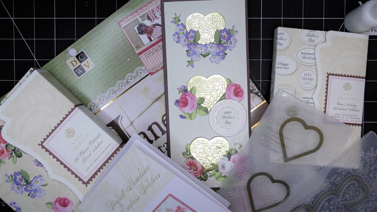 Start from Stash: Anna Griffin Slimline Heart Card Made from Random Stash Papers & Stickers!
