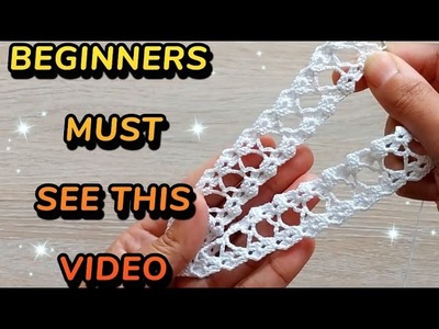 ???? SUPER EASY LACE FOR ABSOLUTE BEGINNERS ???? #crochet #pattern #beginners