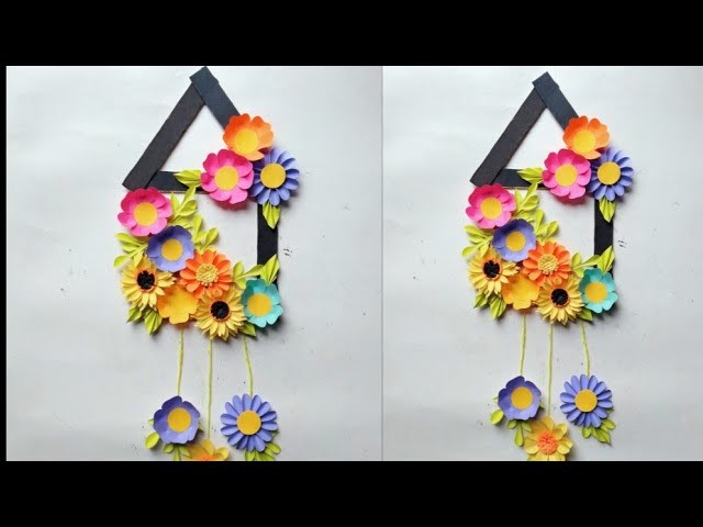 Wall hanging craft ideas.paper wall hanging craft.paper wallmate.wallmate.paper craft.কাগজের ফুল