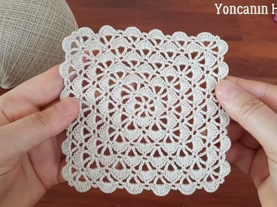 WONDERFUL Beautiful Flower Patterned Crochet Filet Etol Shawl Cover Model Tığ işi örgü modeli