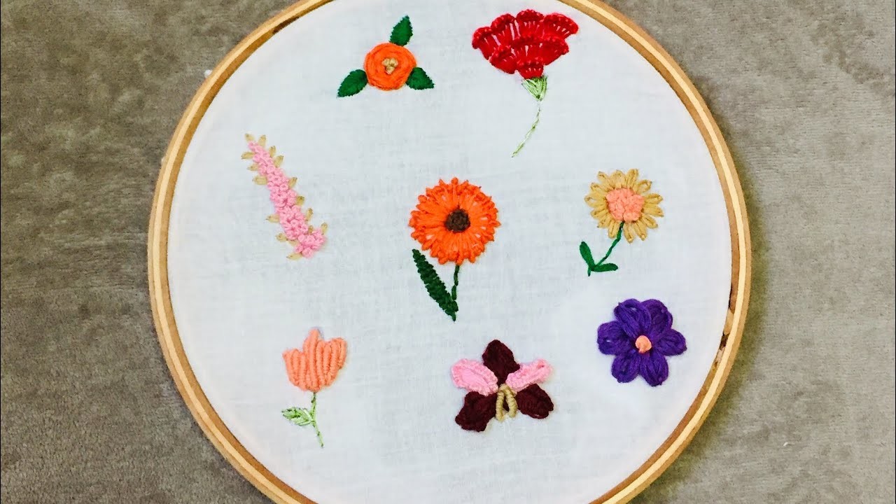 8 beautiful flower embroider designs @ hand beads#flower #ari #bead #hand #hand #craft #tutorial #t