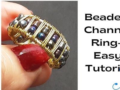 Beaded Channel Ring.Wire Wrapped Bead Ring Tutorial.How to make.Cómo hacer un anillo con cuentas