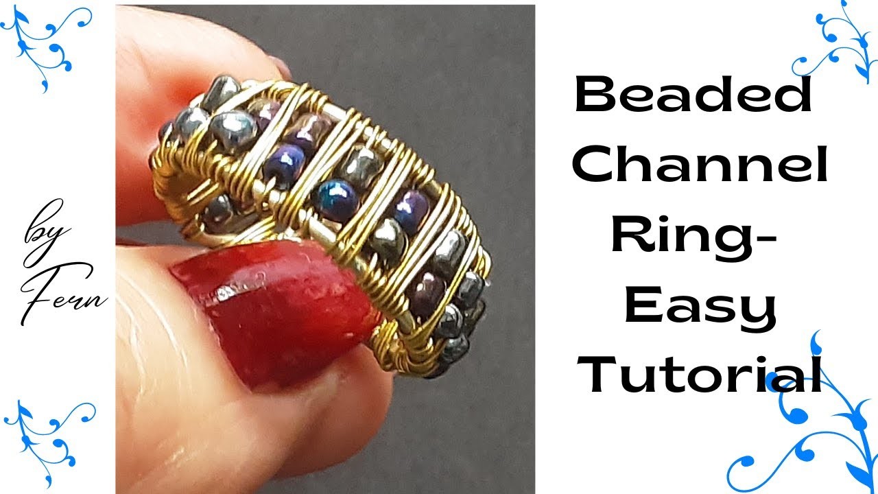 Beaded Channel Ring.Wire Wrapped Bead Ring Tutorial.How to make.Cómo hacer un anillo con cuentas