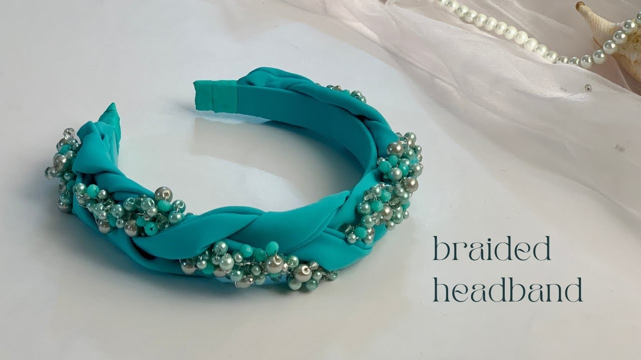 Braided Headband. Jewelry Headband Diy. How to make braided headband with crystal and pearl beads