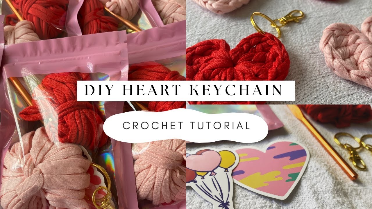 DIY Crochet Heart Keychain Tutorial just in time for Galentine's Day!