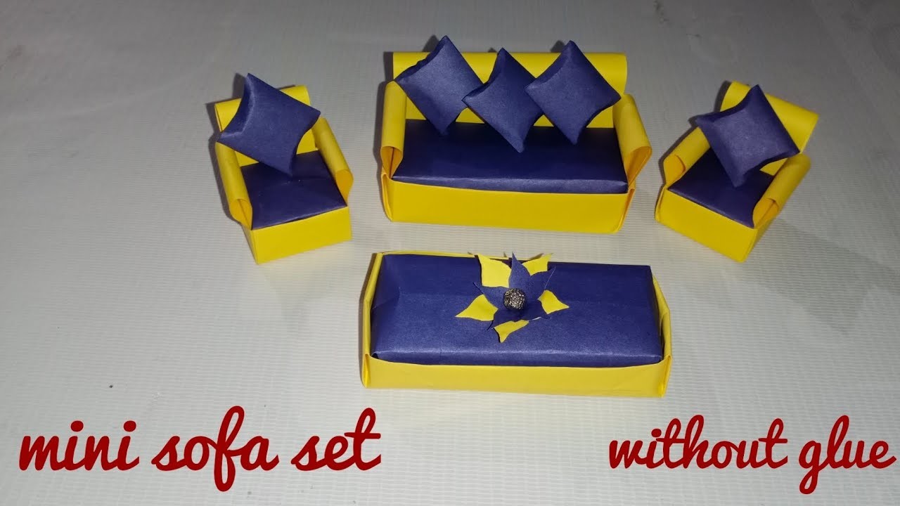DIY mini sofa set | paper crafts | school project | origami craft | paper sofa set | Arshia Arshed