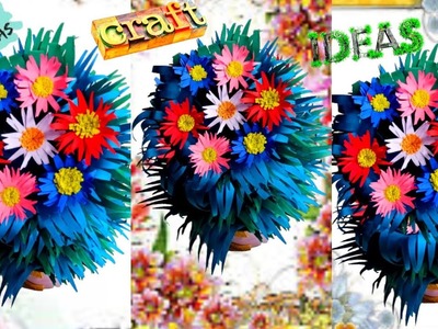 Diy Paper Flower Boquet.Handamate flower Bouquet art.easy flower bouquet paper craft ideas