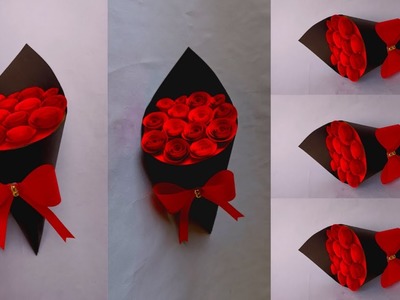 ????????diy paper flower bouquet. valentine's day gift ideas.flower bouquet making at home.diy paper craft