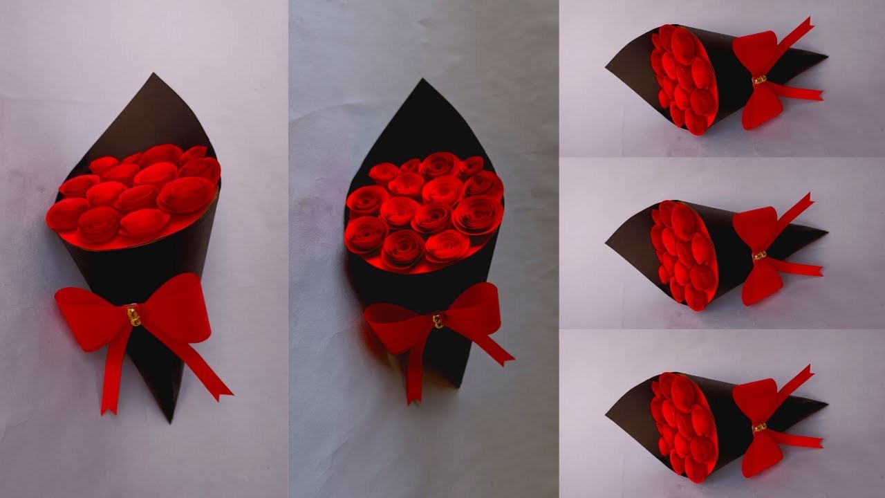 ????????diy paper flower bouquet. valentine's day gift ideas.flower bouquet making at home.diy paper craft