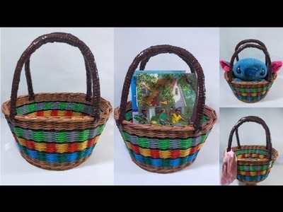 Diy: Weave Bag.Cute Basket Bag.Handmade Scrap Paper and Cardboard Basket Bag.