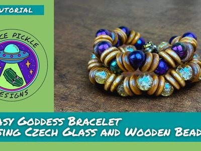 Easy Goddess Bracelet Using Czech Glass and Wooden Beads