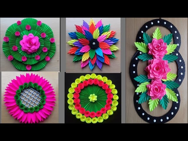 Flower Wall Hanging Craft Ideas With Paper. DIY room decor. How to make