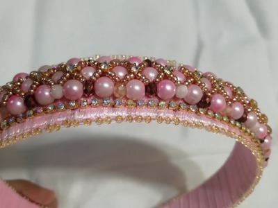 How to make a beaded headband|Diy beaded headband at home#embroideryforbeginners