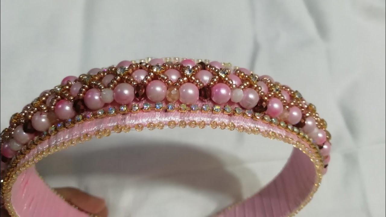 How to make a beaded headband|Diy beaded headband at home#embroideryforbeginners