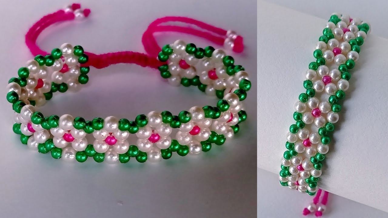 How to make bracelet || Bracelet making with beads || flower bracelet