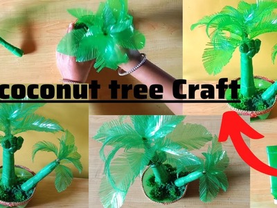 How To Make Coconut Tree From Plastic Bottle !! Coconut Tree Craft !!Plastic Bottle Craft!!